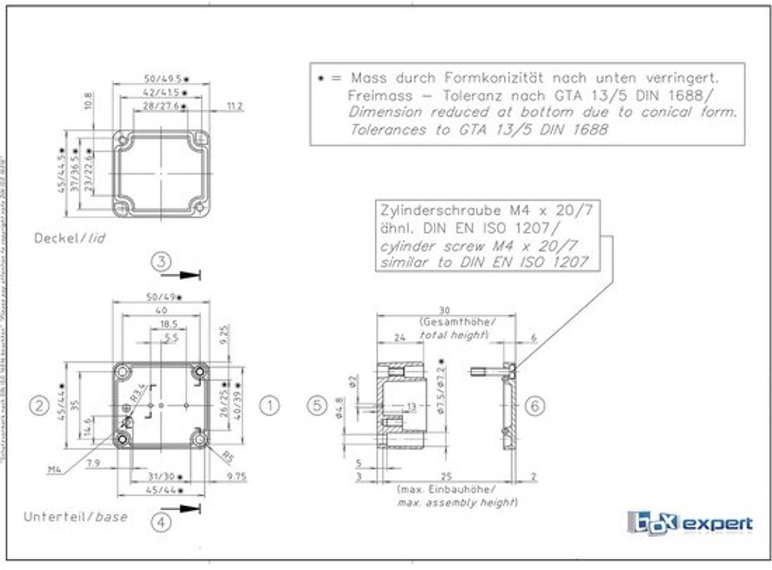 Industriële aluminium behuizing - 50x45x30mm IP66 - voor elektronica en verdeling