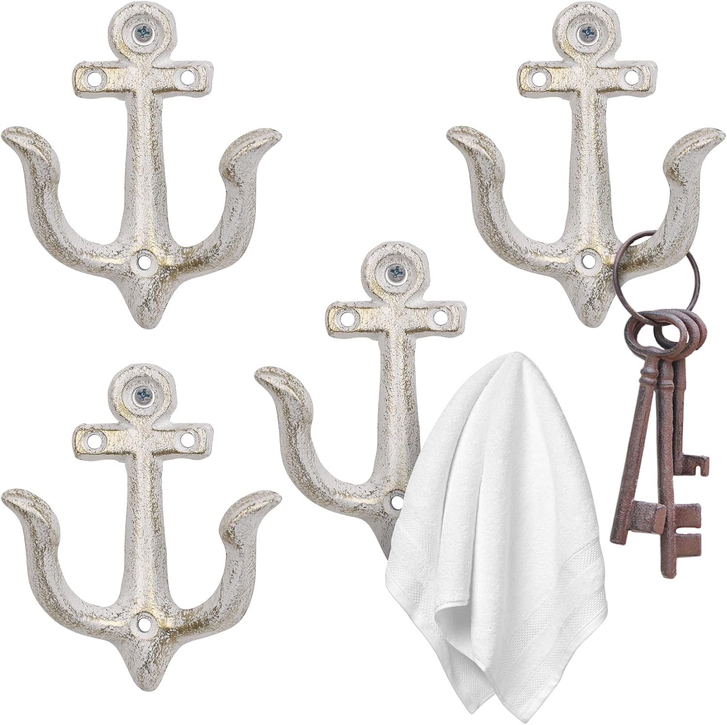 XINGYAN Vintage Rustic Cast Iron Nautical Sea Anchor Design Wall Hooks, Home Coat Rack Decorative Wall Mounted Antique - ShopVlot