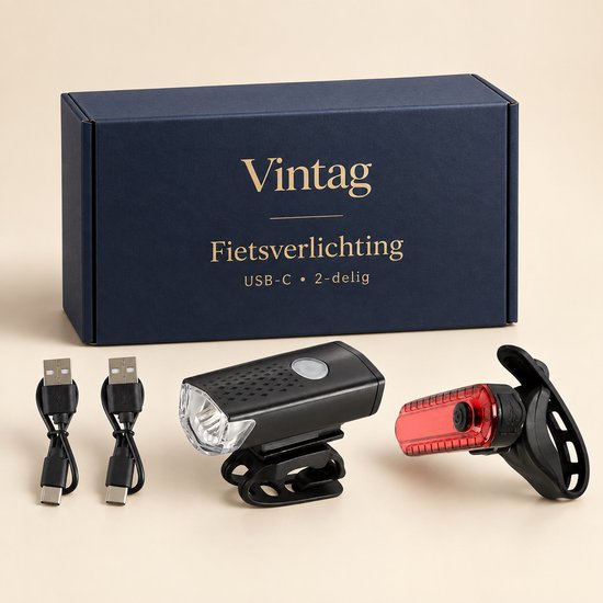 Fietsverlichting LED set - Oplaadbare koplamp en achterlicht - USB-C - 2-delig — afbeelding 4