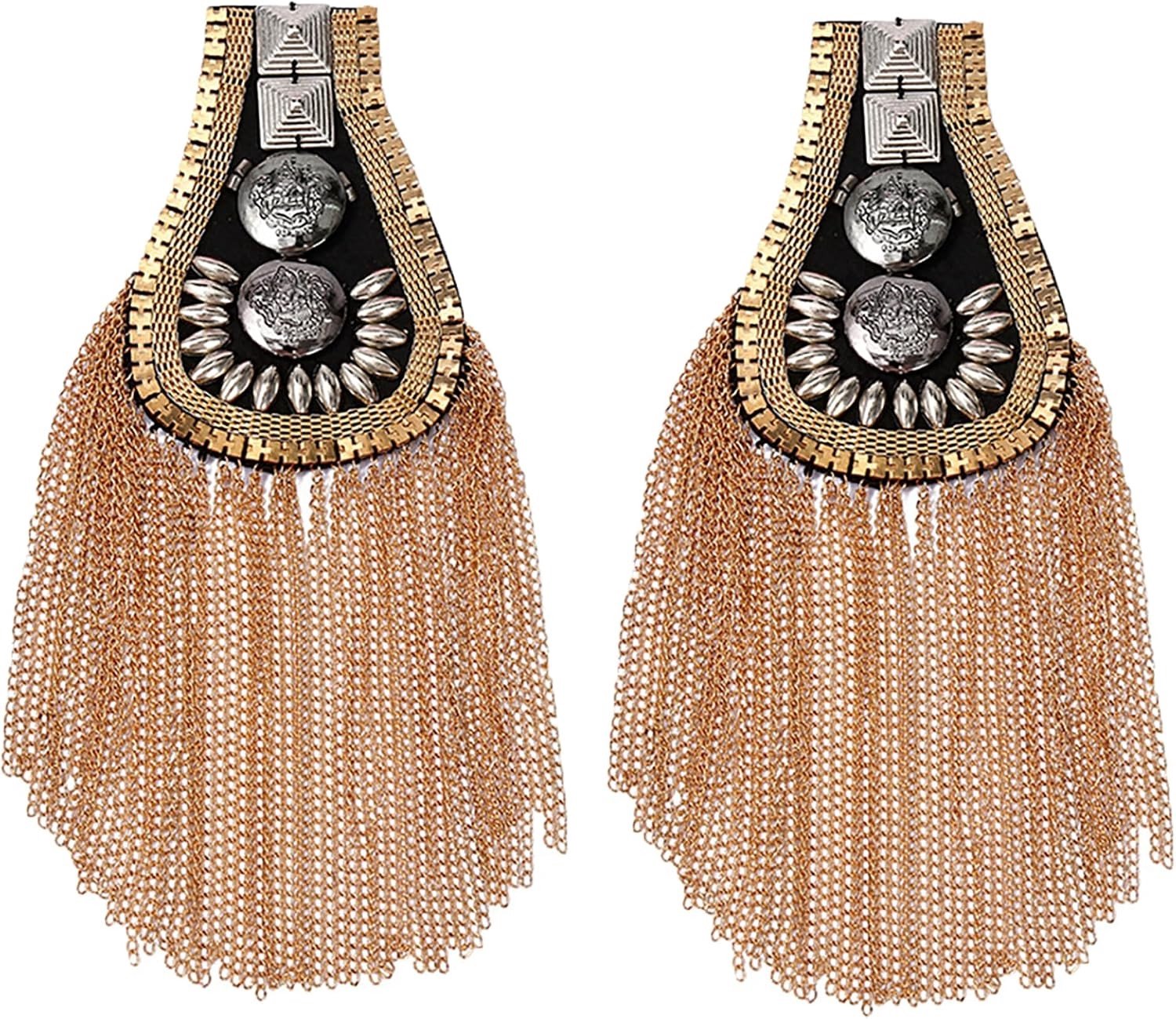 Tassels schouderepauletten met metalen decoraties voor DIY kostuums en uniformen, accessoires voor performances en creatief gebruik