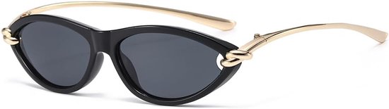 Retro Cat Eye Sunglasses Oval Sunglasses for Women 90s Small Trendy Cat-Eye Glasses Gold Frame UV400 Protection - ShopVlot — afbeelding 2