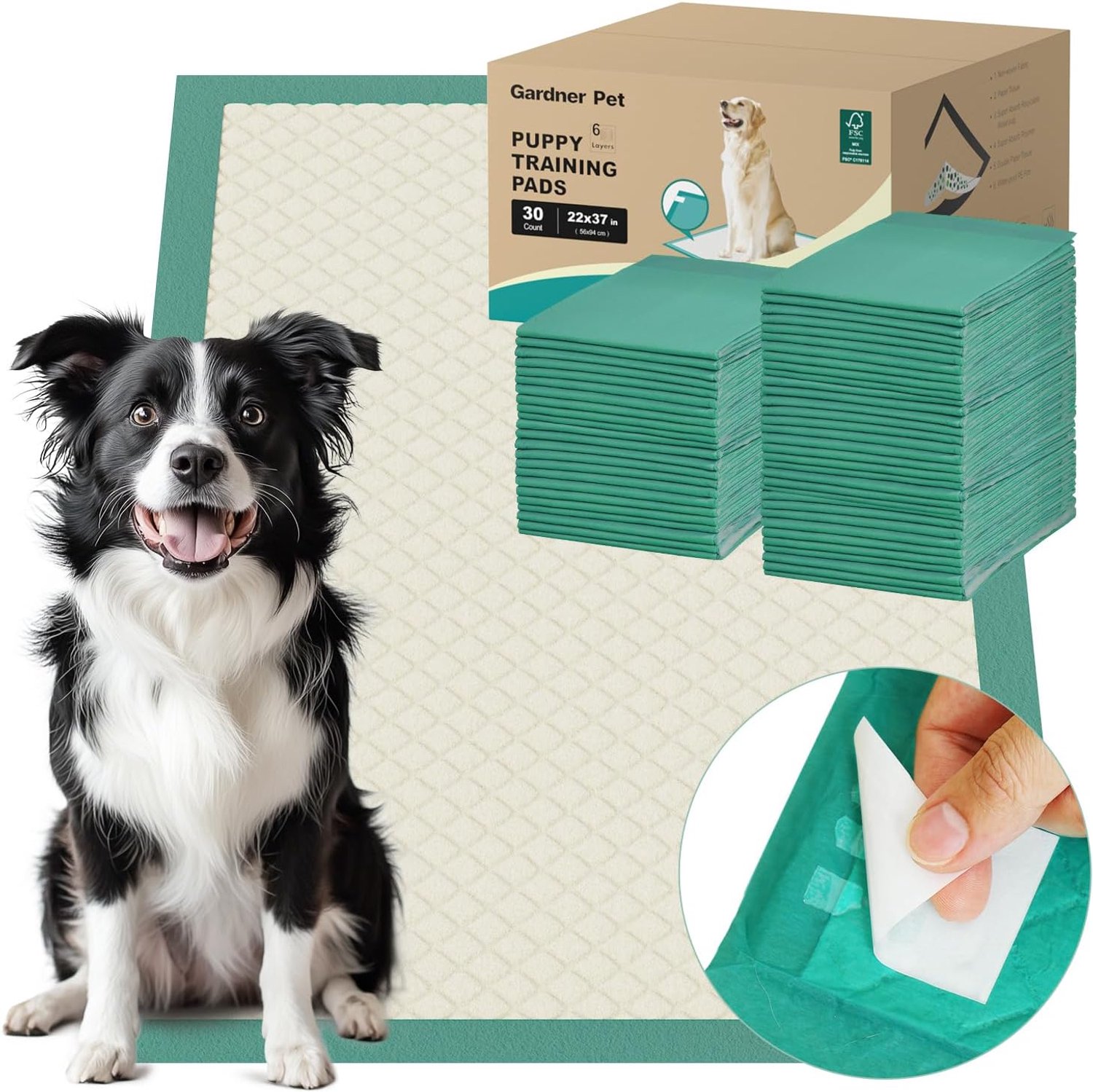 Gardner Pet Disposable Hygiene Mat for Dogs, 94 x 56 cm, Absorbent, Leak-proof and Non-Slip, Ideal for Puppy Training, Pack of 30