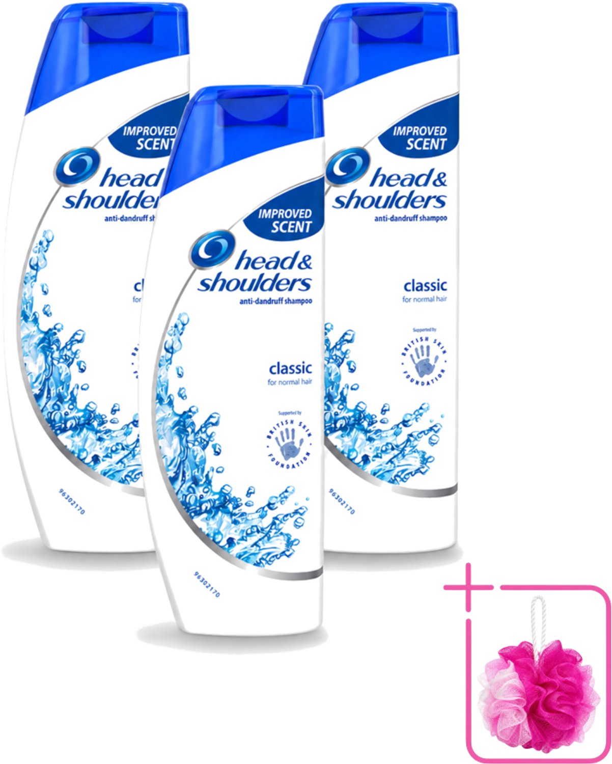 3 x Head & Shoulders - Shampoo - Classic Clean - 250ml - Bulkverpakking - Anti-roos shampoo - Douchemop - Roosvrij haar