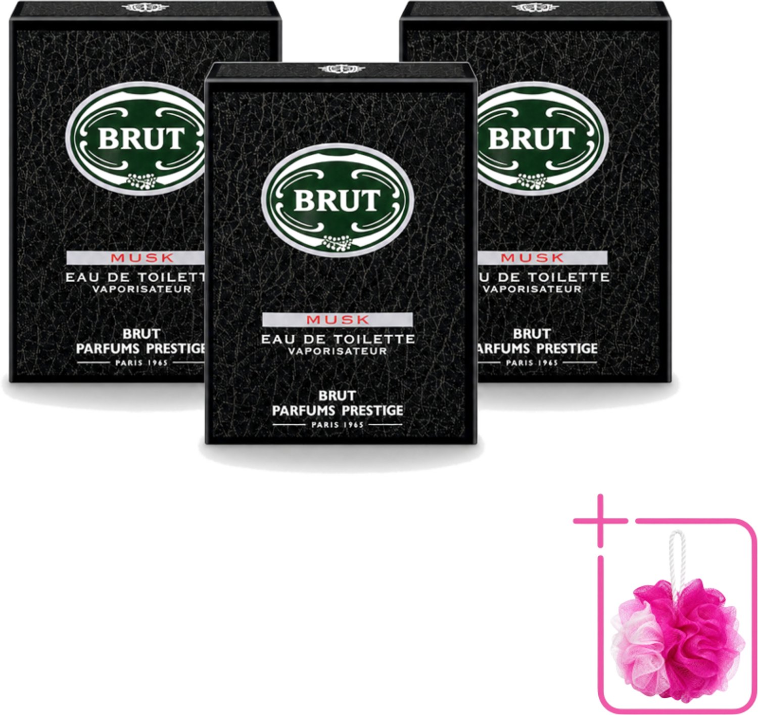 3 x Brut – Eau de Toilette – Musk – 100 ml - Bulkverpakking - Brut Musk - Douchemop - Eau de Toilette