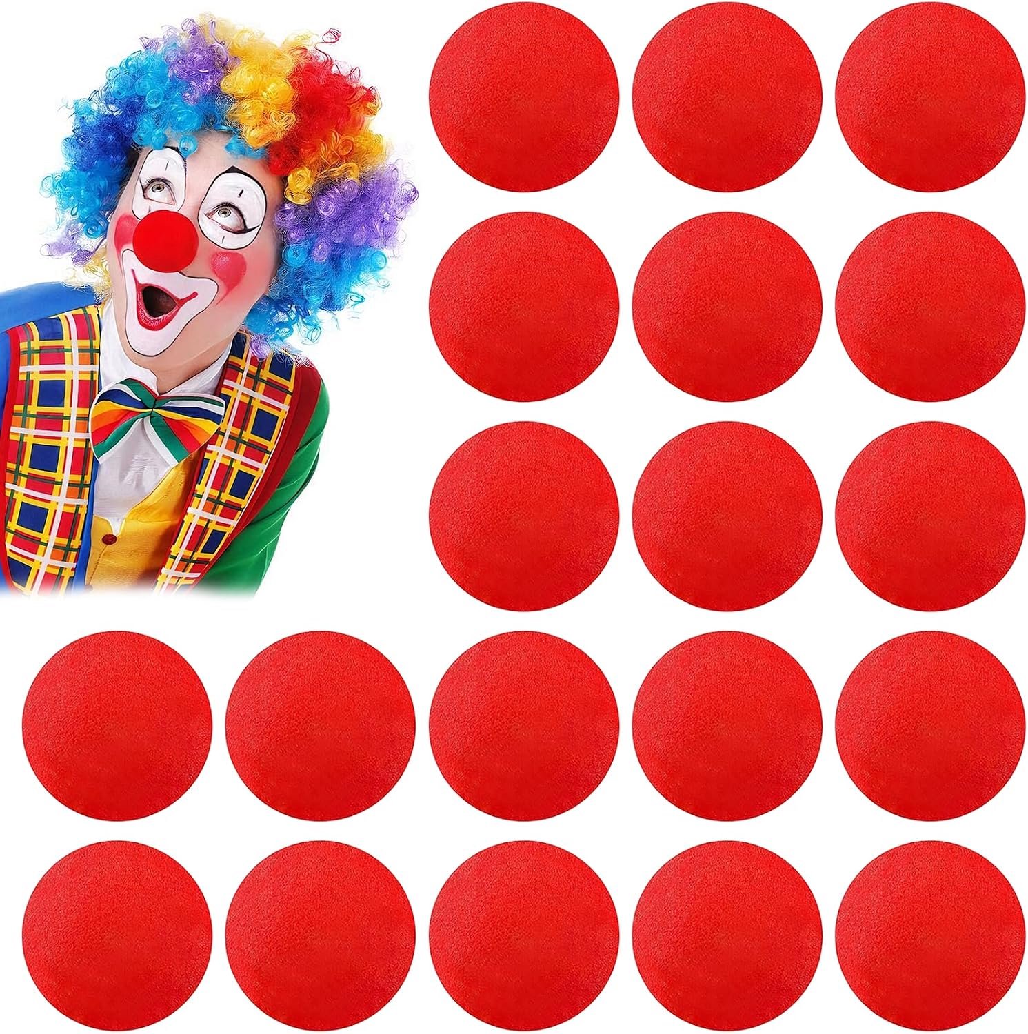 Clownsnases rood, 20 stuks rode clownsnaazen, 5 cm spons, clownsnaazen voor circus, Halloween, kostuumfeest - ShopVlot