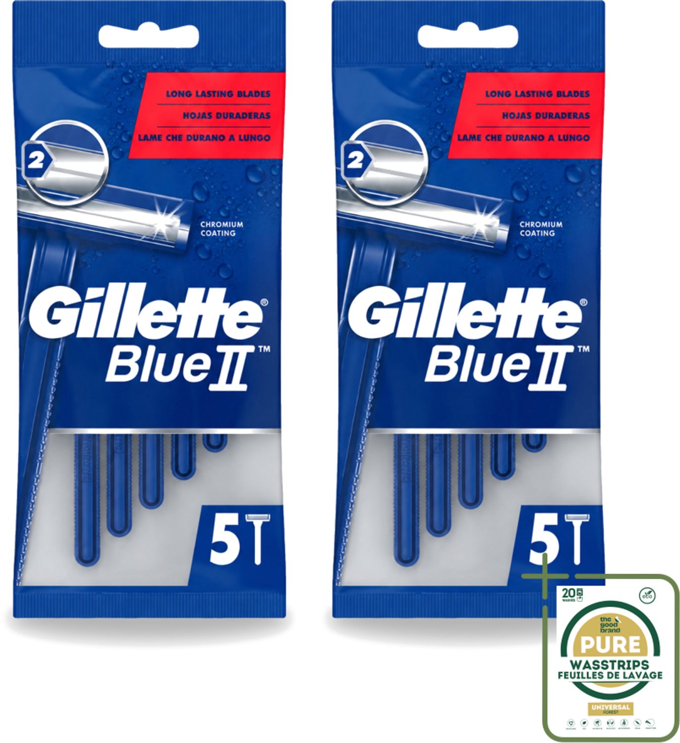 2 x Gillette - Blue II - Wegwerpscheermesjes - Precisie & Comfort - 5 Scheermesjes - Scheermesje - Wegwerpscheermesje - Gillette Blue Ii - Scheerresultaat - Scherpe Mesjes