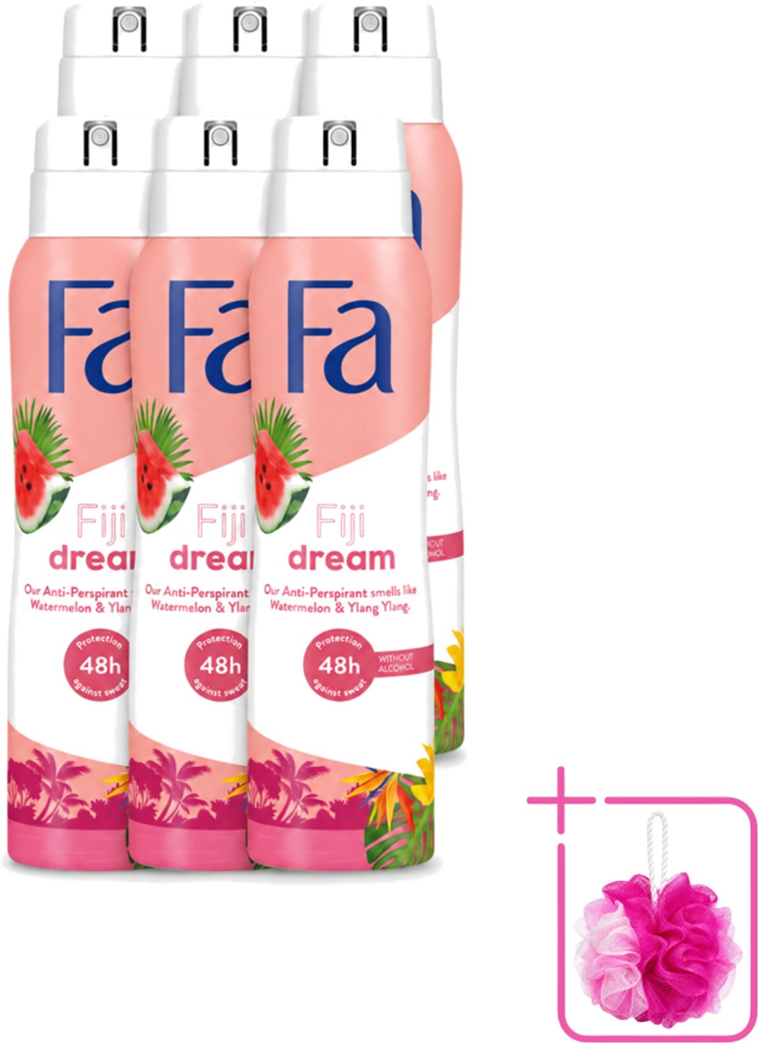 6 x Fa - Deodorant Spray - Fiji Dream - Watermeloen & Ylang Ylang - 48 uur Bescherming - Anti-transpirant - 150 ml - Bulkverpakking - Deospray - Anti-transpirant