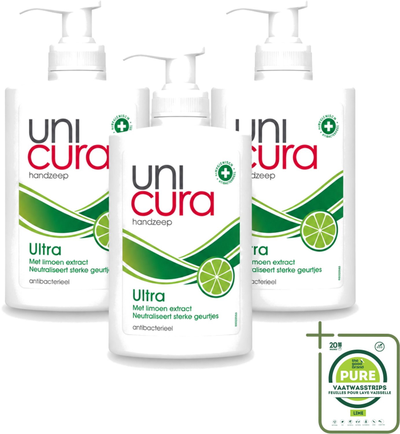 3 x Unicura - Vloeibare Zeep Ultra - Verzorgend - 250 ml Pomp - Grootverpakking - Vaatwasstrips - Handzeep - Antibacteriële Handzeep - Hygiëne - Handverzorging - Natuurlijke Handzeep