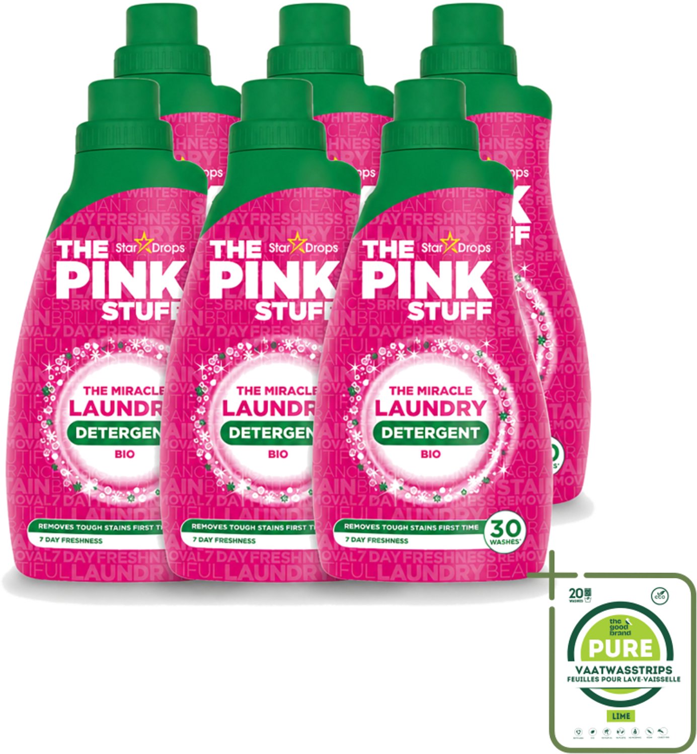 6 x The Pink Stuff BIO - Wasgel - Wasmiddel - Biologisch - 30 Wasbeurten - 960ml - Grootverpakking - Vaatwasstrips - Wasmiddel - Biologisch Wasmiddel - Wasgel - Wasmiddel Voor Gekleurde Kleding - Vlekken Verwijderen