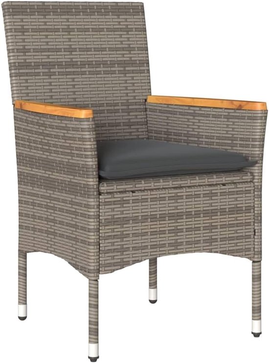 Poly rattan weerbestendig bistroset met afneembare kussens grijs — afbeelding 5