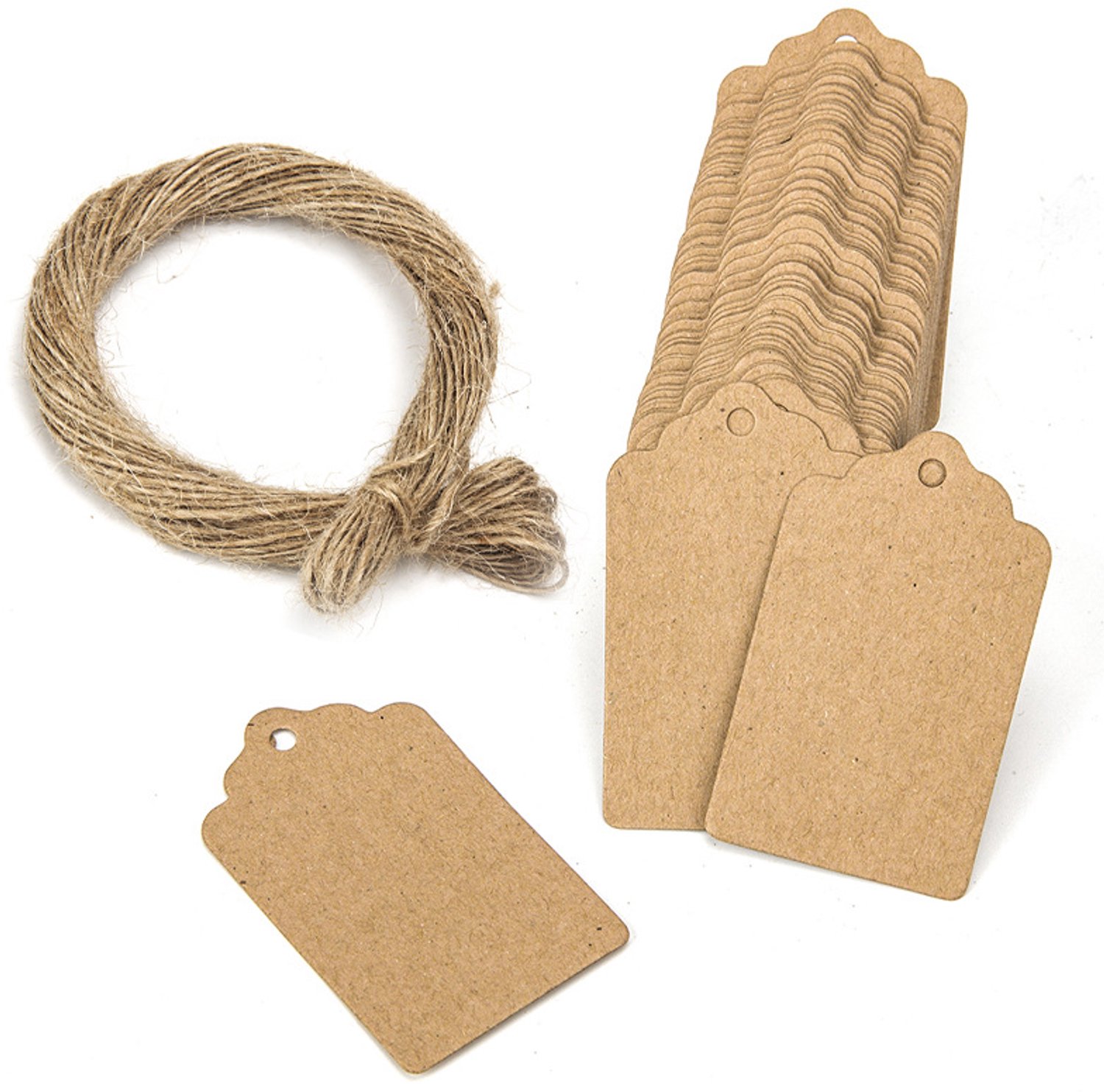 200 vellen kraftpapier, blanco cadeaulabels, blanco labels met touwtje, prijskaartjes, geschikt voor zelfgemaakte kaarten en labels.