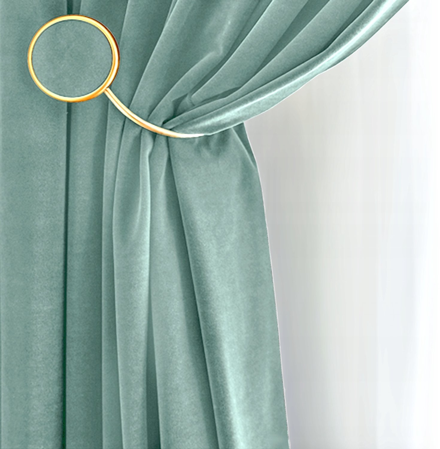 Verduisterende Velours Gordijnen Mintgroen 260x425 cm met Ringel