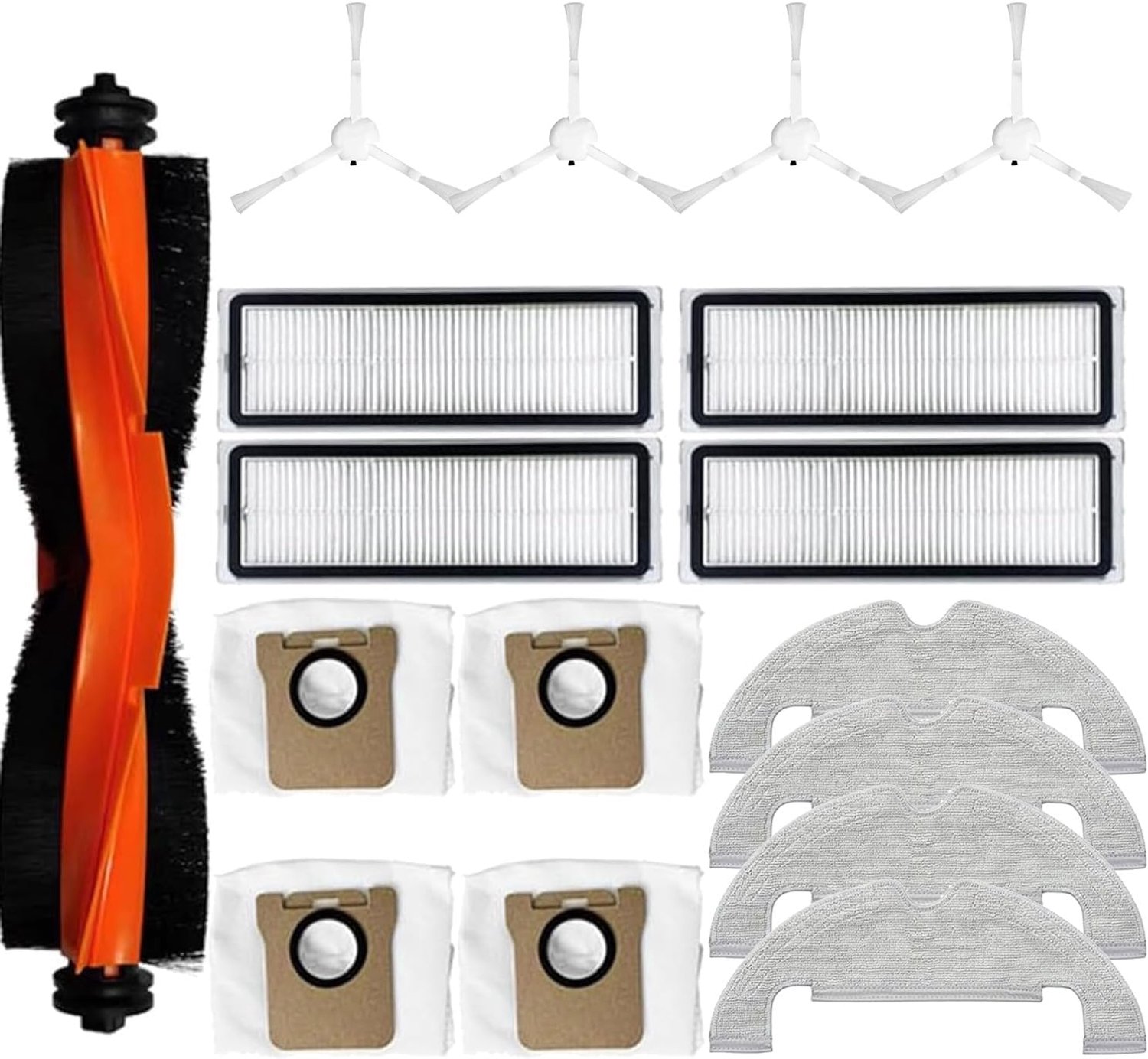Reserveonderdelen voor Xiaomi X10 stofzuiger met 1 hoofdborstel, 4 filters, 4 zijborstels, 4 reinigingsdoekjes, 4 stofzakken voor robotstofzuiger