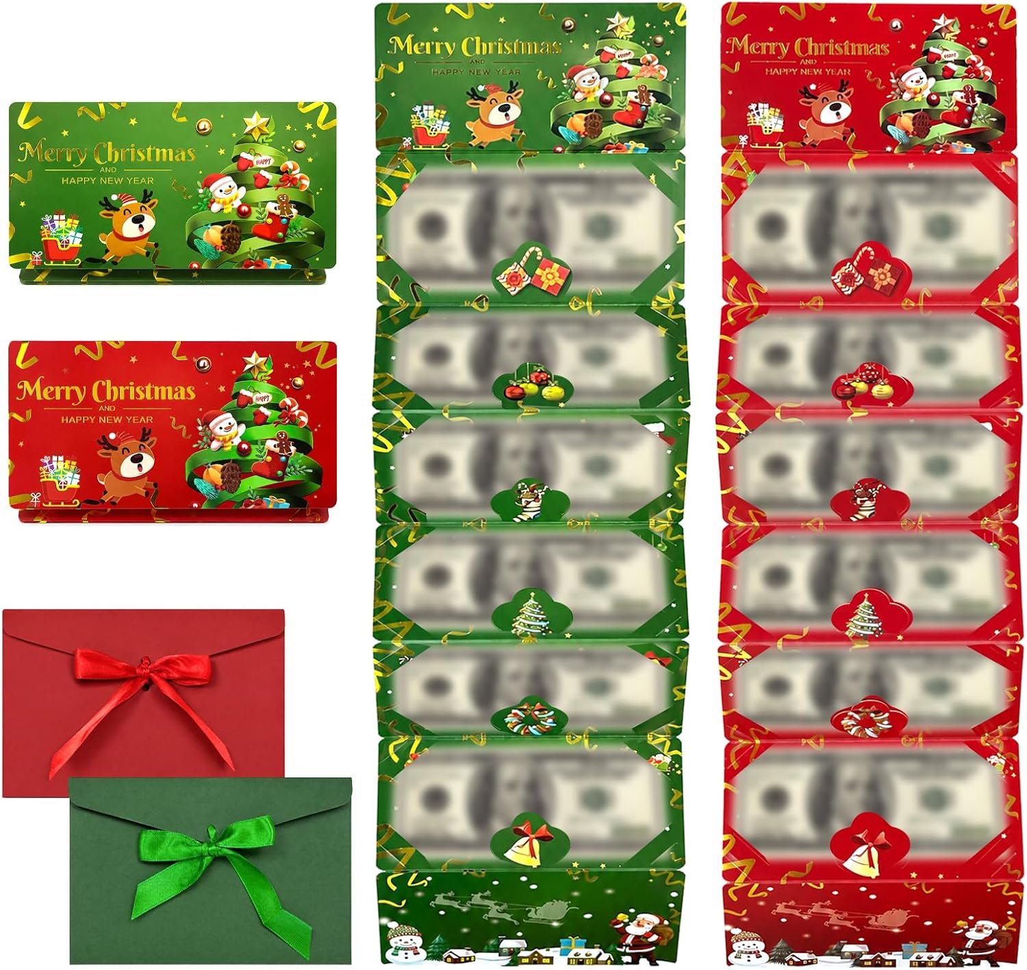 Enveloppen met 6 Vakken, 2 Stuks Kerstgeld Portemonnees
