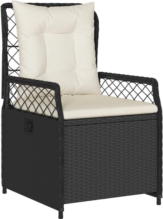 Poly rattan verstelbare rugleuning loungeset 80x80x74 cm zwart — afbeelding 5