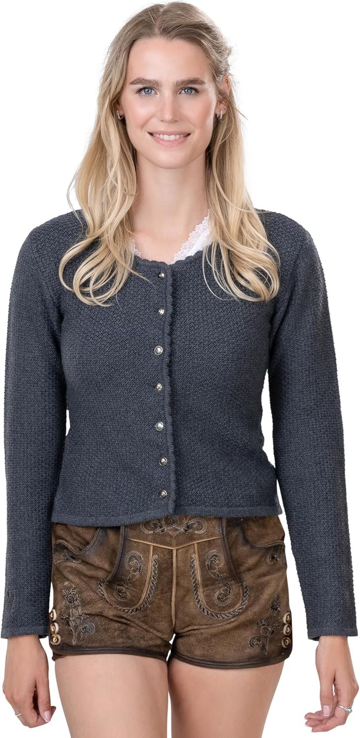 Klederdracht gebreide jas voor dames, elegante en getailleerde klederdrachtjas van hoogwaardig en licht stretchkatoen, Dirndl jas Lena