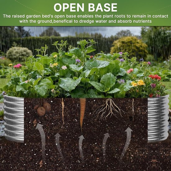 2 stuks hoog 2,4 x 1,2 x 0,5 m gegalvaniseerd verhoogd tuinbed buiten, metalen tuinbed voor groenten, bovengrondse tuinbak voor bloem, stalen verhoogde bedden voor tuinieren — afbeelding 5