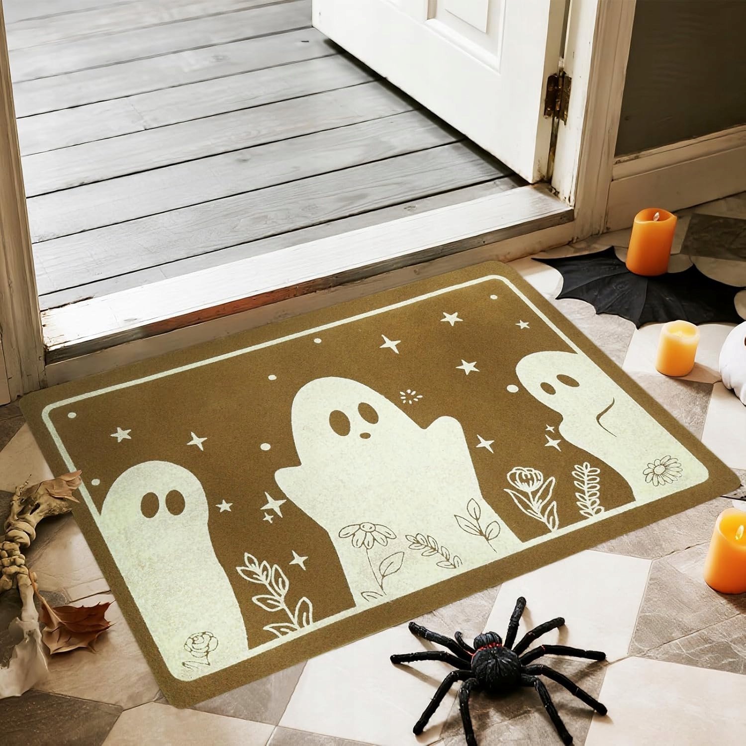 Halloween Deurmat Spookjes 60x40 cm - Antislip & Lichtgevend