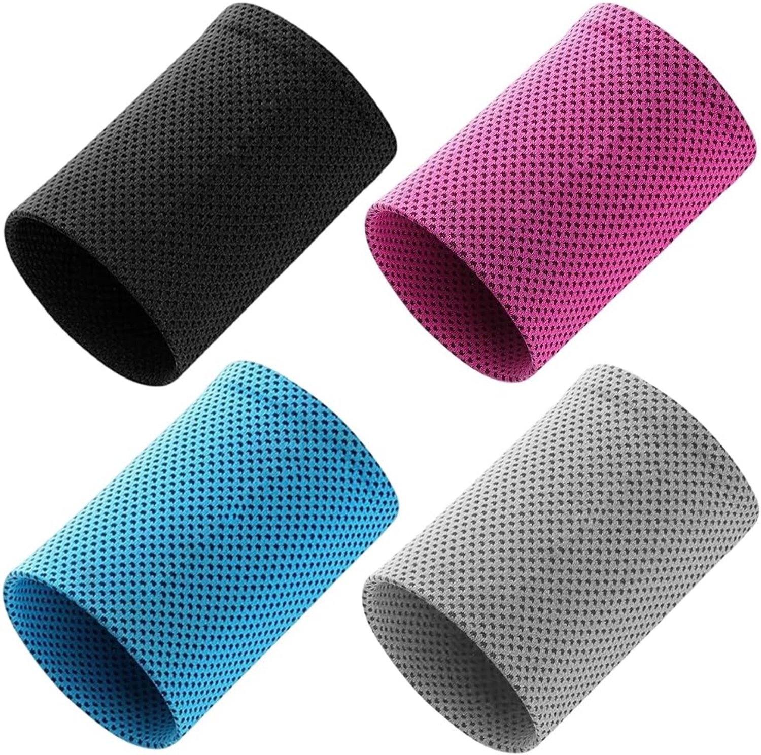 2 Paar Cooling Polsbandjes Ademend Pols Zweetbandjes Blauw