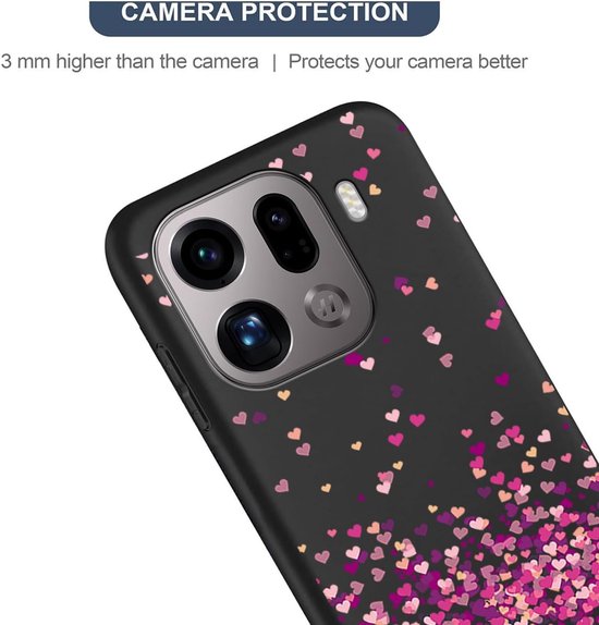 Xiangyun WM85 Hoes voor mobiele telefoon voor Oppo Find X9 Pro hoes met 1 stuk gehard glas beschermende folie, zwart siliconen Soft Crystal Black krasbestendige TPU beschermhoes (6,78 inch) — afbeelding 4