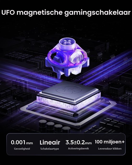 Gaming Toetsenbord met Hall Effect en 8K Responsiviteit - Cyber Frost Black, German QWERTZ, Perfect voor Gamers — afbeelding 4