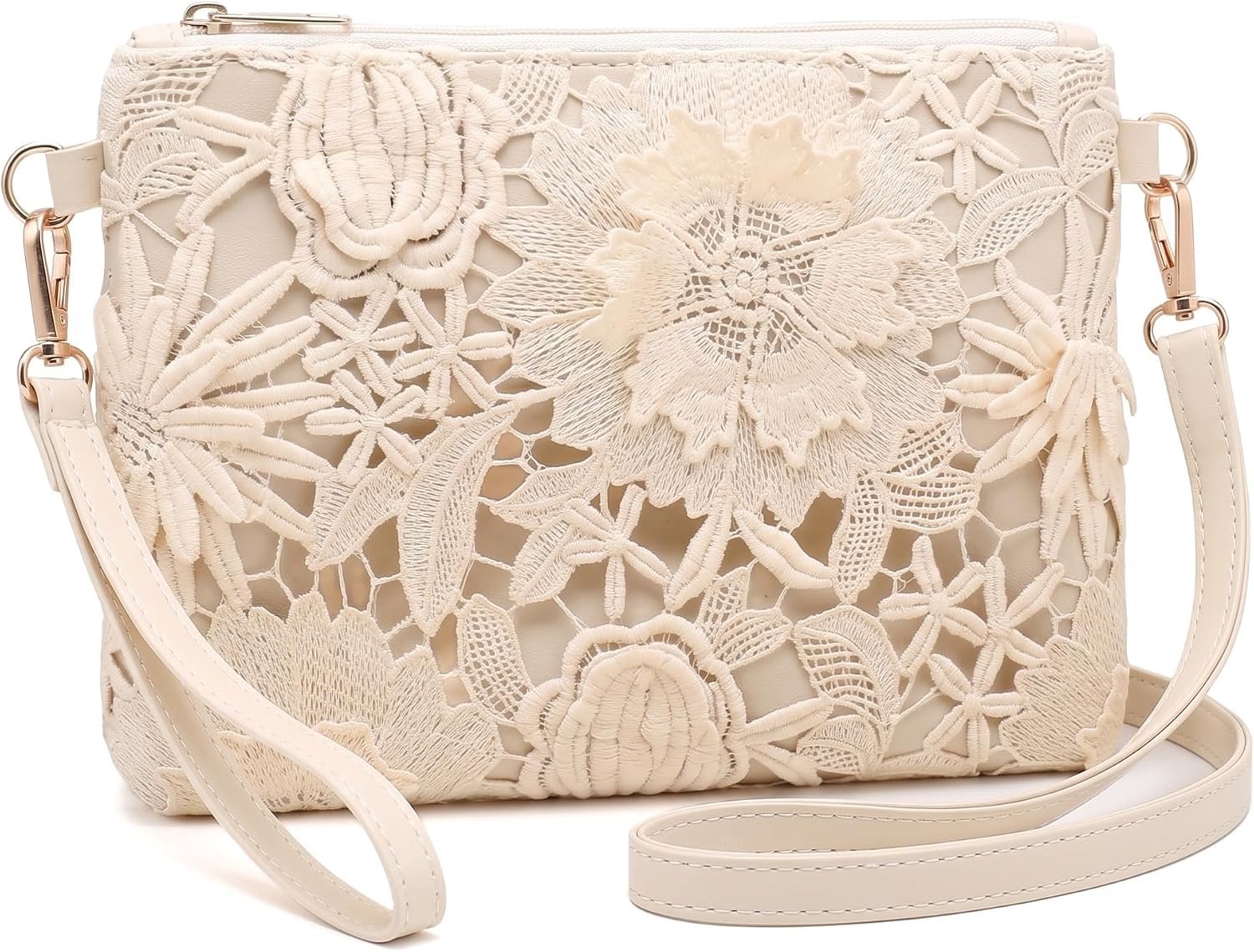 Handtas voor dames, klein, leren handtas, schoudertas, beige