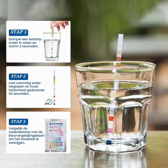 Complete Waterkwaliteit Teststrips - 16 in 1 Set voor Hardheid, Lood, Ijzer en Koper - 50 Stuks voor Eenvoudige Controle van Drinkwaterkwaliteit — afbeelding 4