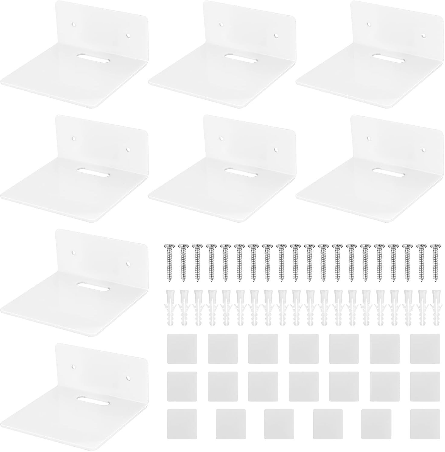 Set van 10 Kleine Wandplanken in Wit, Acryl Zwevende Planken voor Slaapkamer, Badkamer en Woonkamer - Ideaal voor Decoratie en Opberging