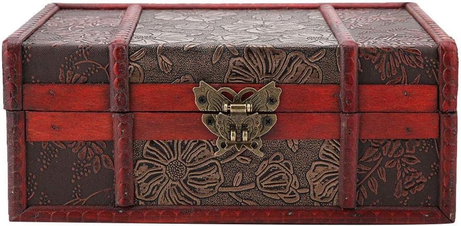 Grote Vintage Houten Opbergdoos met Slot voor Sieraden, Decoratie en Organisatie in Huis en Kantoor