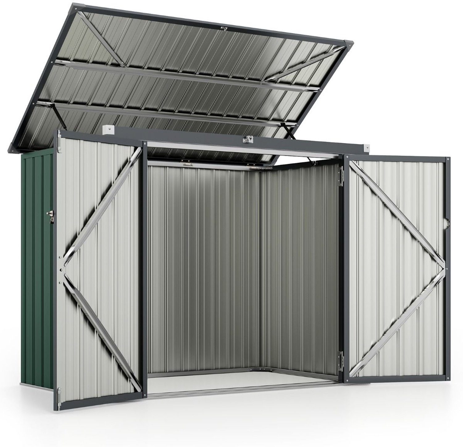 SureDeal® - Opbergkast - Afvalcontainerbox - Afvalcontainers Afvalbox Verzinkt - Deuren Groen - 172x95,5x130 cm - Groen