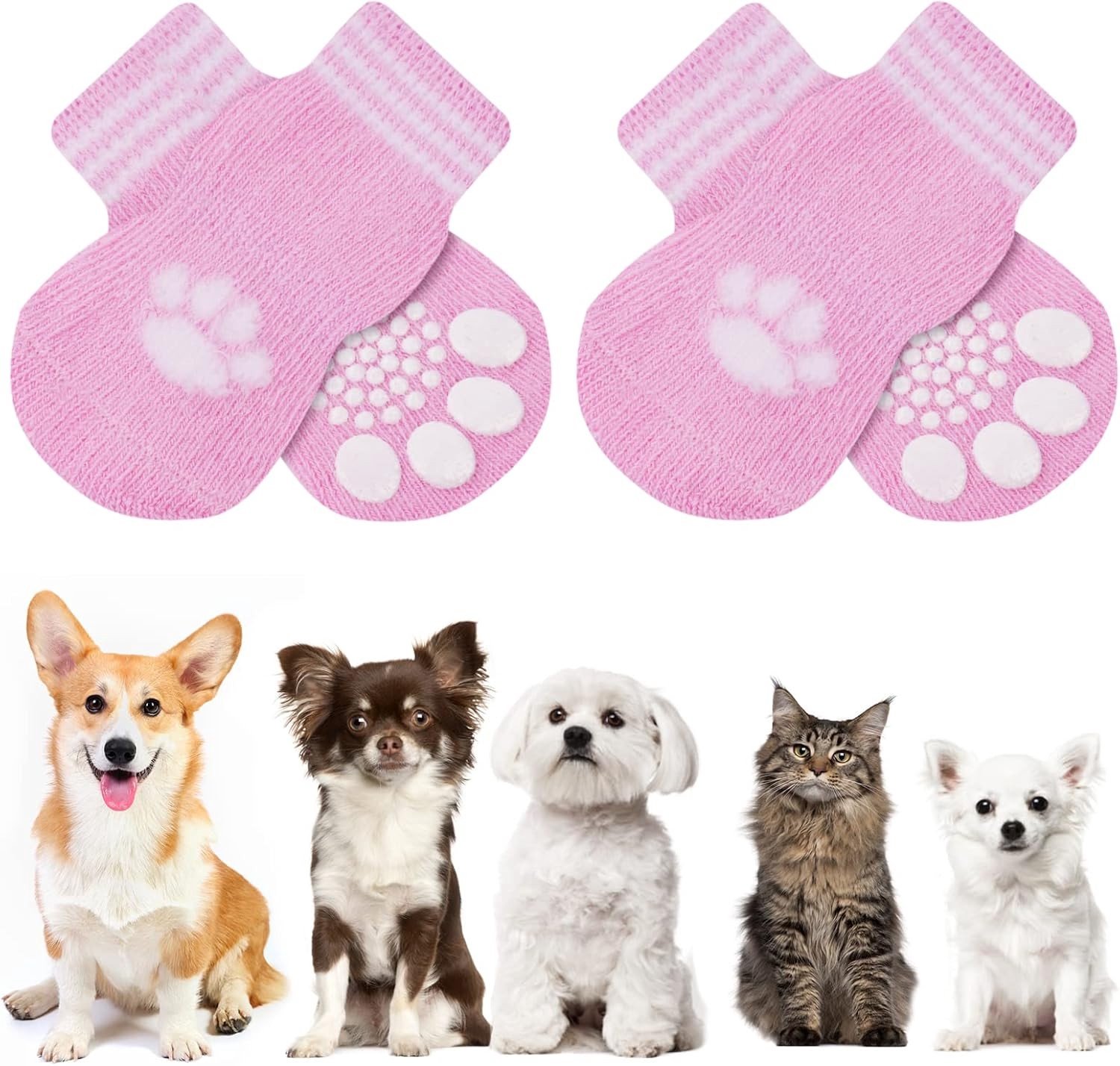 Anti-slip honden sokken voor kleine en middelgrote honden en katten, paw protector, traction control voor binnen en buitengebruik