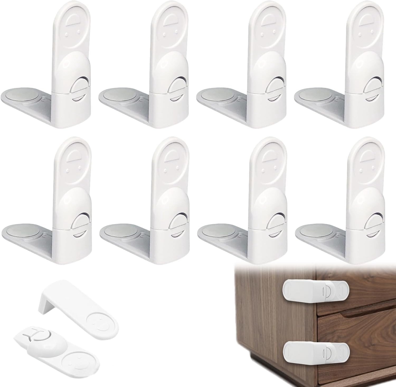 10 Stuks Veiligheidsloten voor Kinderen, Kasten en Lades, Zonder Boren met Sterke Lijm, Ideaal voor Veiligheid en Bescherming