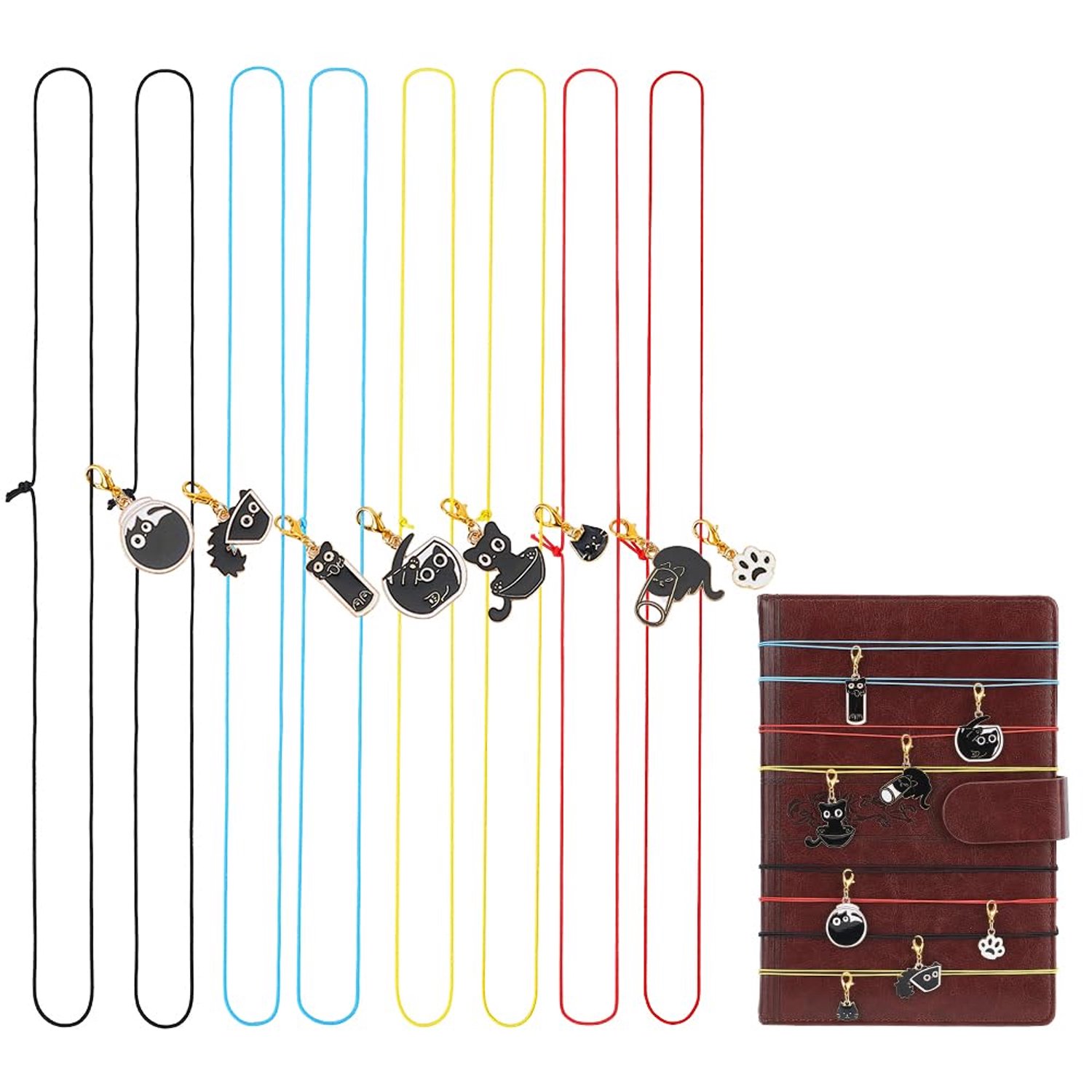 OLYCRAFT Notitieboek, elastieken met hangers, notitieboeken, dagboek, hanger, verstelbare elastieken voor reizigers, notebookaccessoires, polyester