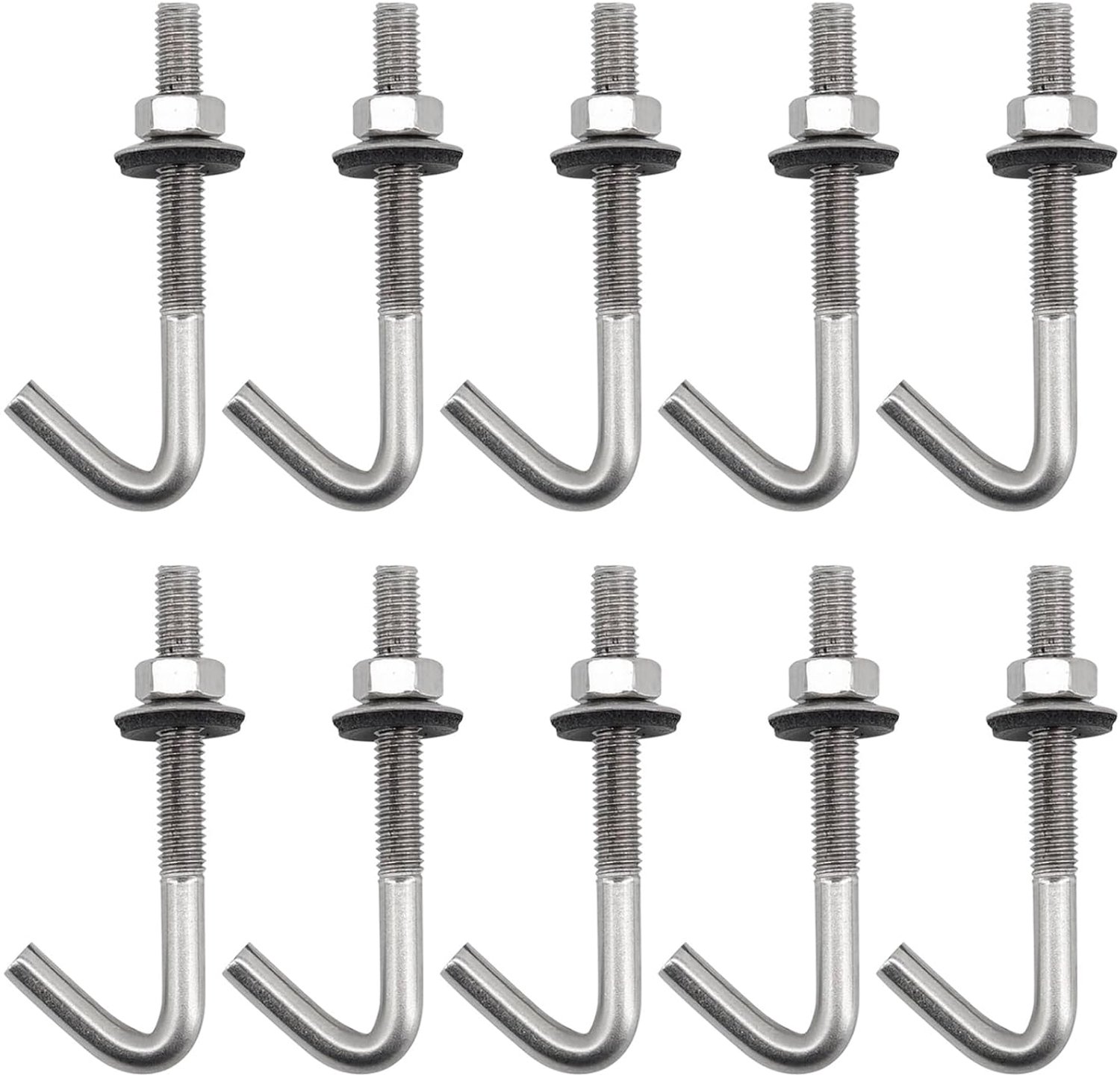 M6 x 90mm bevestigingshaken - 304 roestvrij staal - sterke wandhaken - ideaal voor vochtige omgevingen - ShopVlot