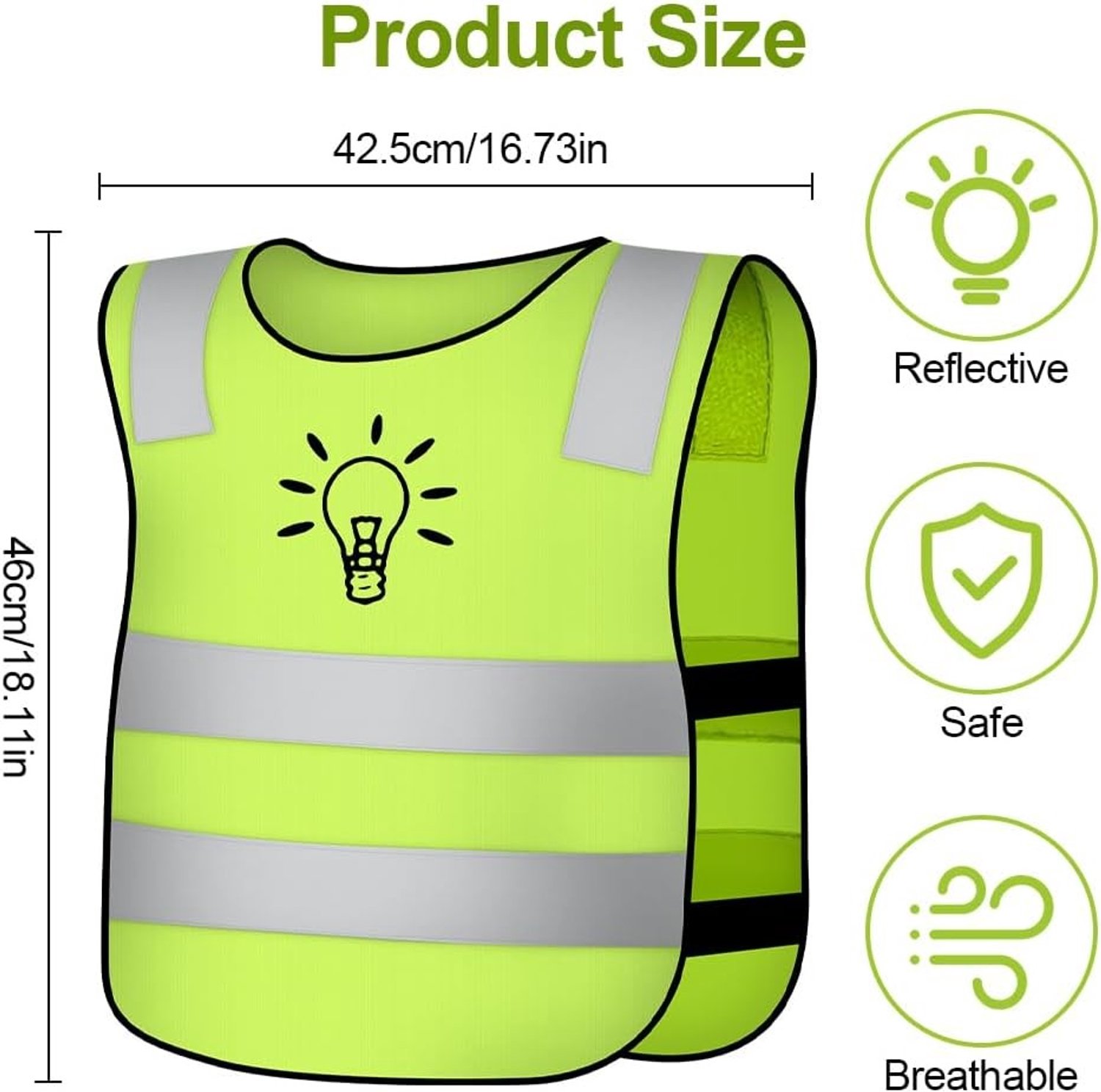 2-Pack Reflecterende Veiligheidsvesten voor Kinderen met 360° Reflecterende Strepen, Ideaal voor School, Sport en Hardlopen
