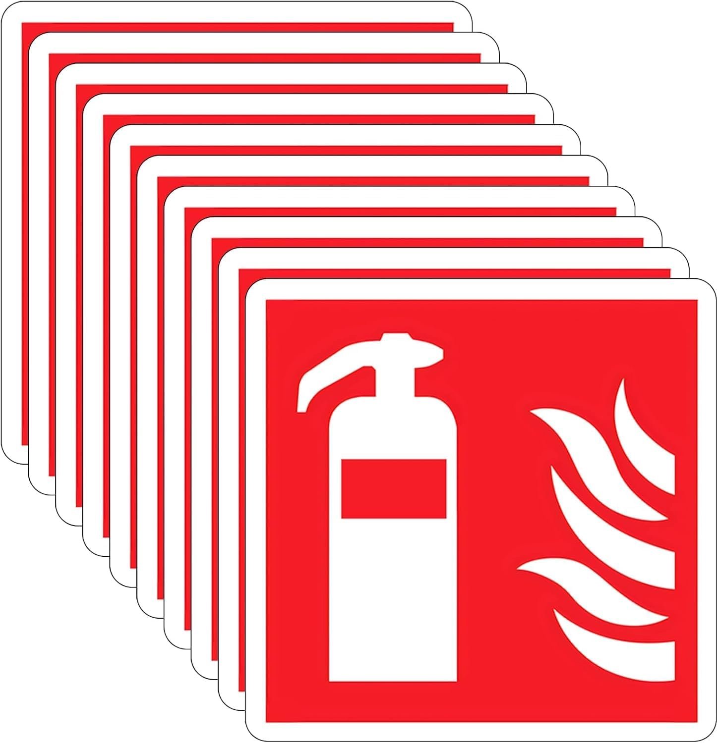 Brandblusser-borden, 10 x 10 cm, brandblusserstickers, pvc, zelfklevend, bordje voor huis, kantoor, bouwplaats, auto, buiten en binnen (brandblusserbord)