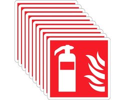 Brandblusser-borden, 10 x 10 cm, brandblusserstickers, pvc, zelfklevend, bordje voor huis, kantoor, bouwplaats, auto, buiten en binnen (brandblusserbord)