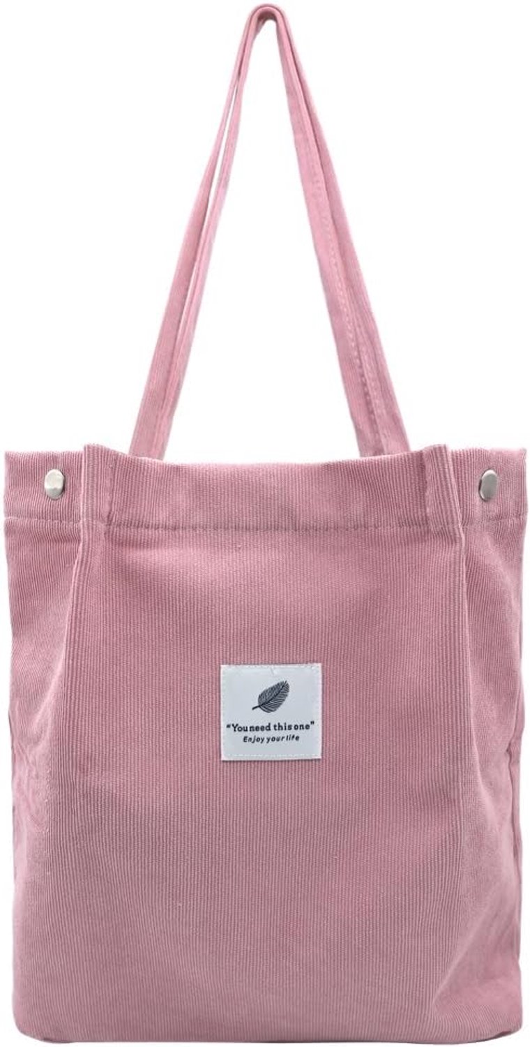 Geribbelde fluwelen draagtas canvas grote capaciteit boodschappentas dames kleurrijke lijnen schoudertas voor dagelijks gebruik, kantoor, school, winkelen, reizen