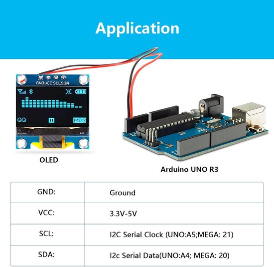 5 stuks 0,96 inch OLED-displaymodule 128 x 64 pixels I2C display weergavemodule met I2C IIC seriële zelfoplichtend, compatibel met Arduino Raspberry PI (blauw) — afbeelding 5