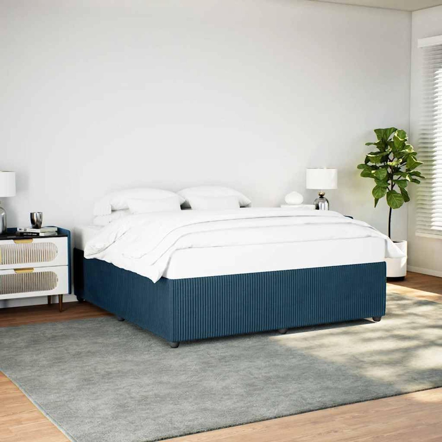 Fluwelen lattenbodem blauw 180x200 cm