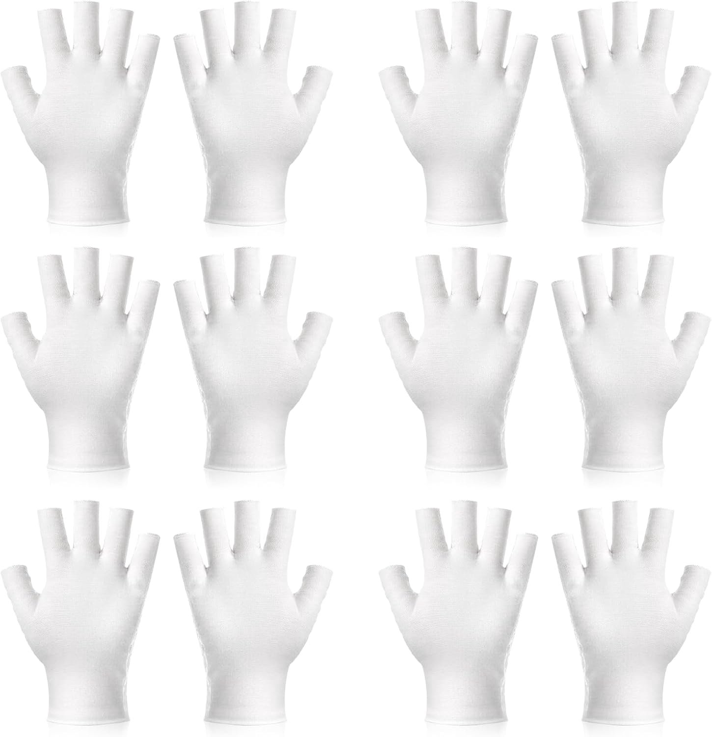 6 paar vingerloze handschoenen, wit, dunne handschoenen, katoenen handschoenen