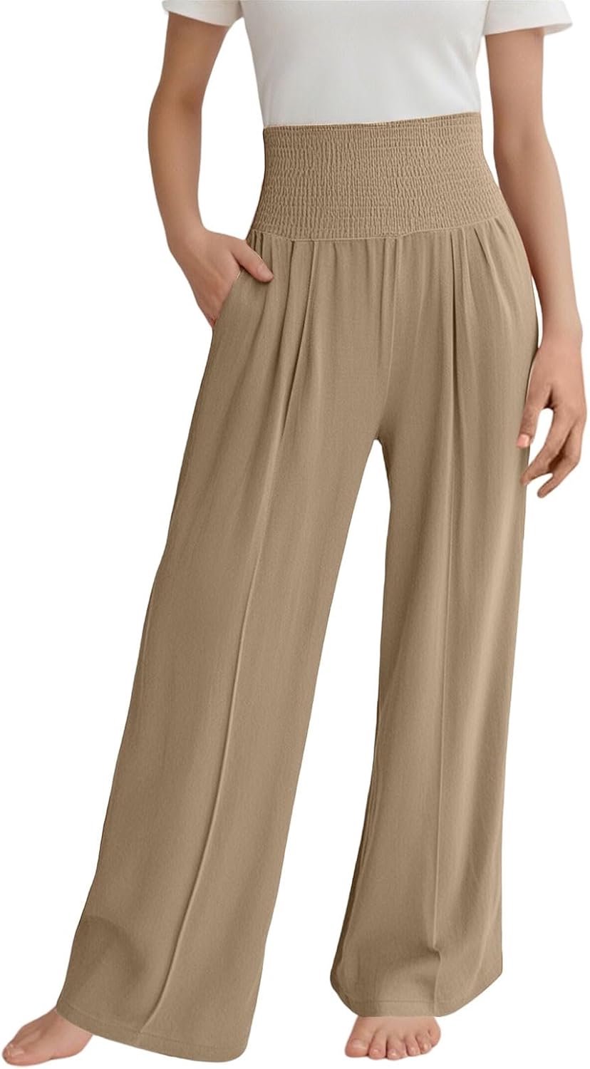 Générique Cargobroek voor meisjes, linnen, gemengd, zomer, frisheid, strand, vakantie, elastische taille, meerdere zakken, schattig, kinderkleding, mode, A45