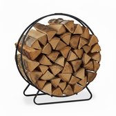 houtrek rond - stapelhulp brandhoutrek - van staal - binnen - 65 x 61 x 26 cm - zwart