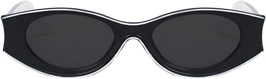 vintage kleine kat oog vrouwen zonnebril mannen mode persoonlijkheid groen geel ovaal zonnebril vrouwelijke Uv400-C1 witzwart — afbeelding 4