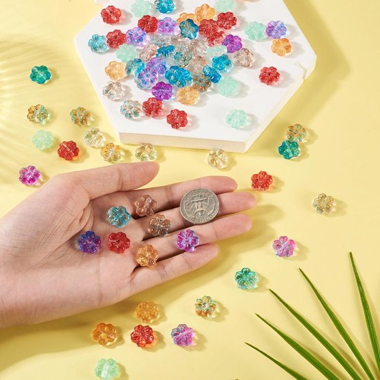 80 stuks glazen bloemkralen Sakura bloem kristalkraal bloem losse spacerkralen voor lente armbanden kettingen oorbellen sieraden maken thuisdecoratie — afbeelding 2
