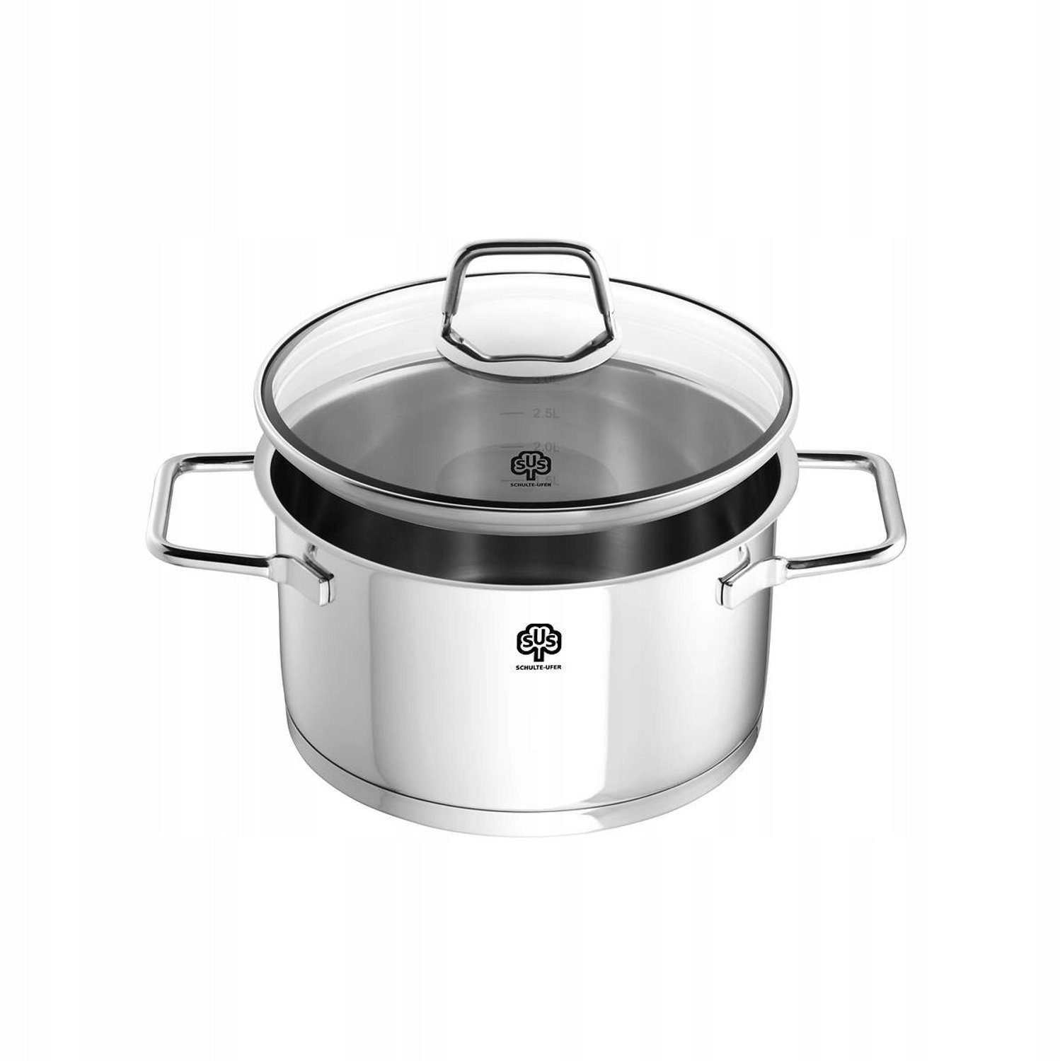 Schulte-Ufer Kookpan 16cm - Hoogwaardig RVS met Glazen Deksel