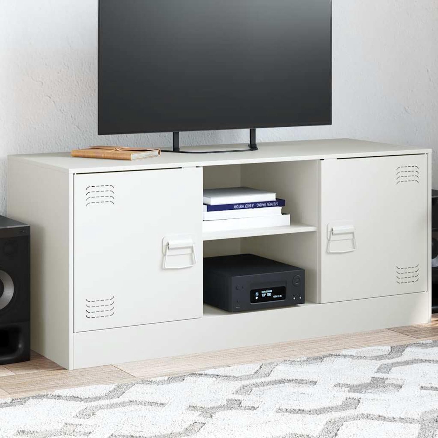 TV-kast wit tv-kast tv dressoir voor studeerkamer slaapkamer 99x39x44 cm staal