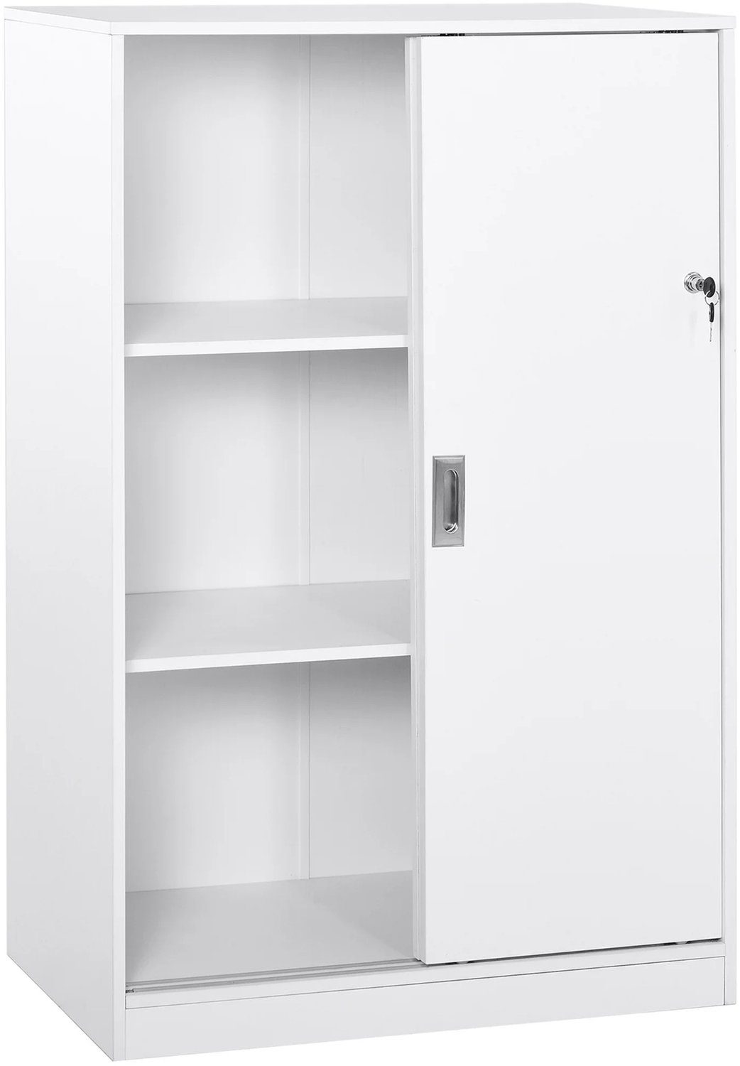 Prime Home Kantoorkast - Opbergkast - Archiefkast - 2 schuifdeuren - 3 planken - 120 x 80 x 40cm - Wit