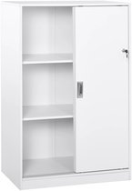 Prime Home Kantoorkast - Opbergkast - Archiefkast - 2 schuifdeuren - 3 planken - 120 x 80 x 40cm - Wit