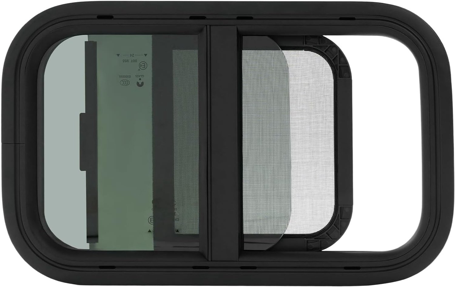 Venster met vliegengaas, 600 x 300 mm, caravan, zijraam, push-up, uitzetraam, vliegengaas, caravanraam, voor camper, caravan